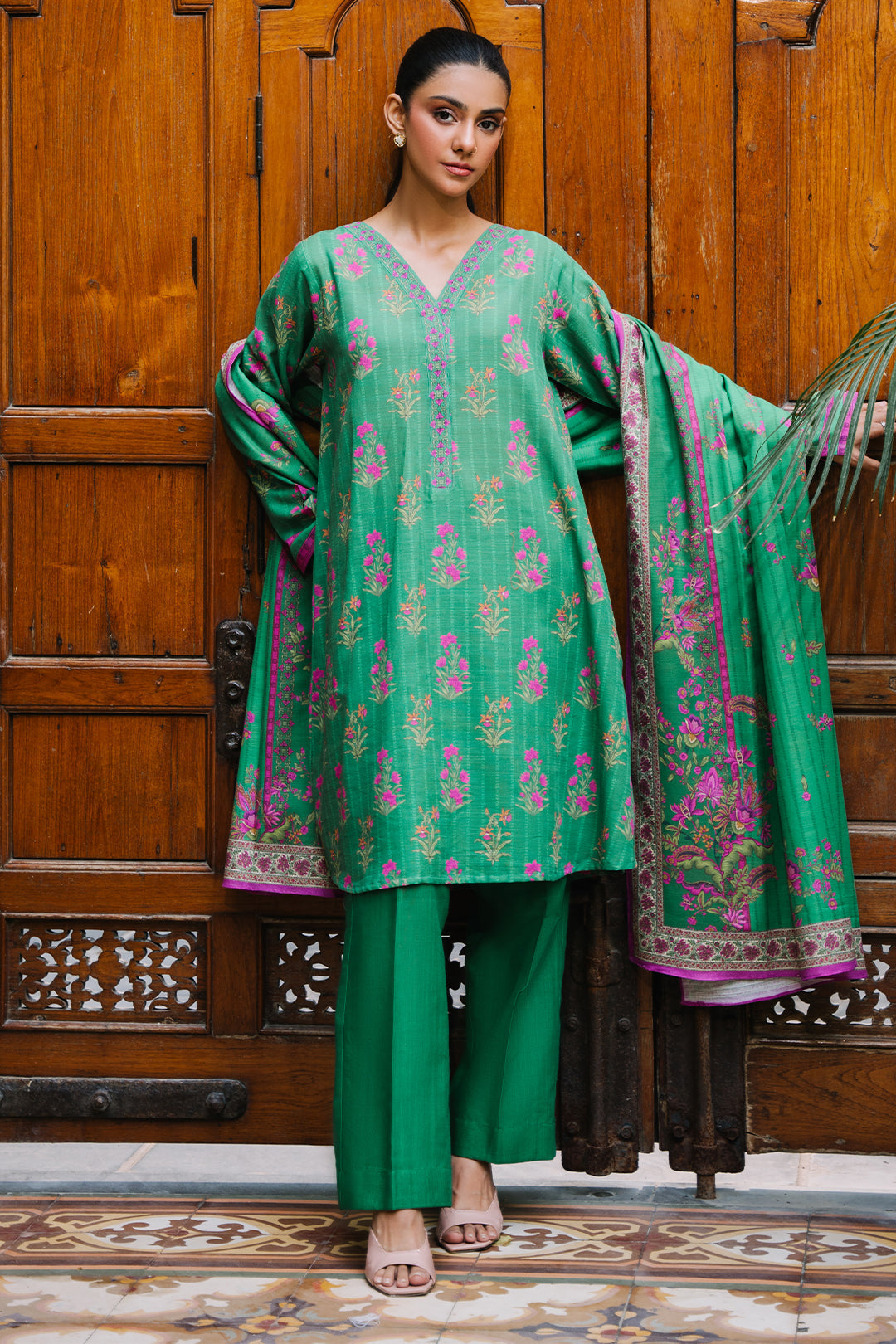 Zellbury | Unstitched 2 Piece Khaddar | Shirt Dupatta - 0159 - House Of Zarish