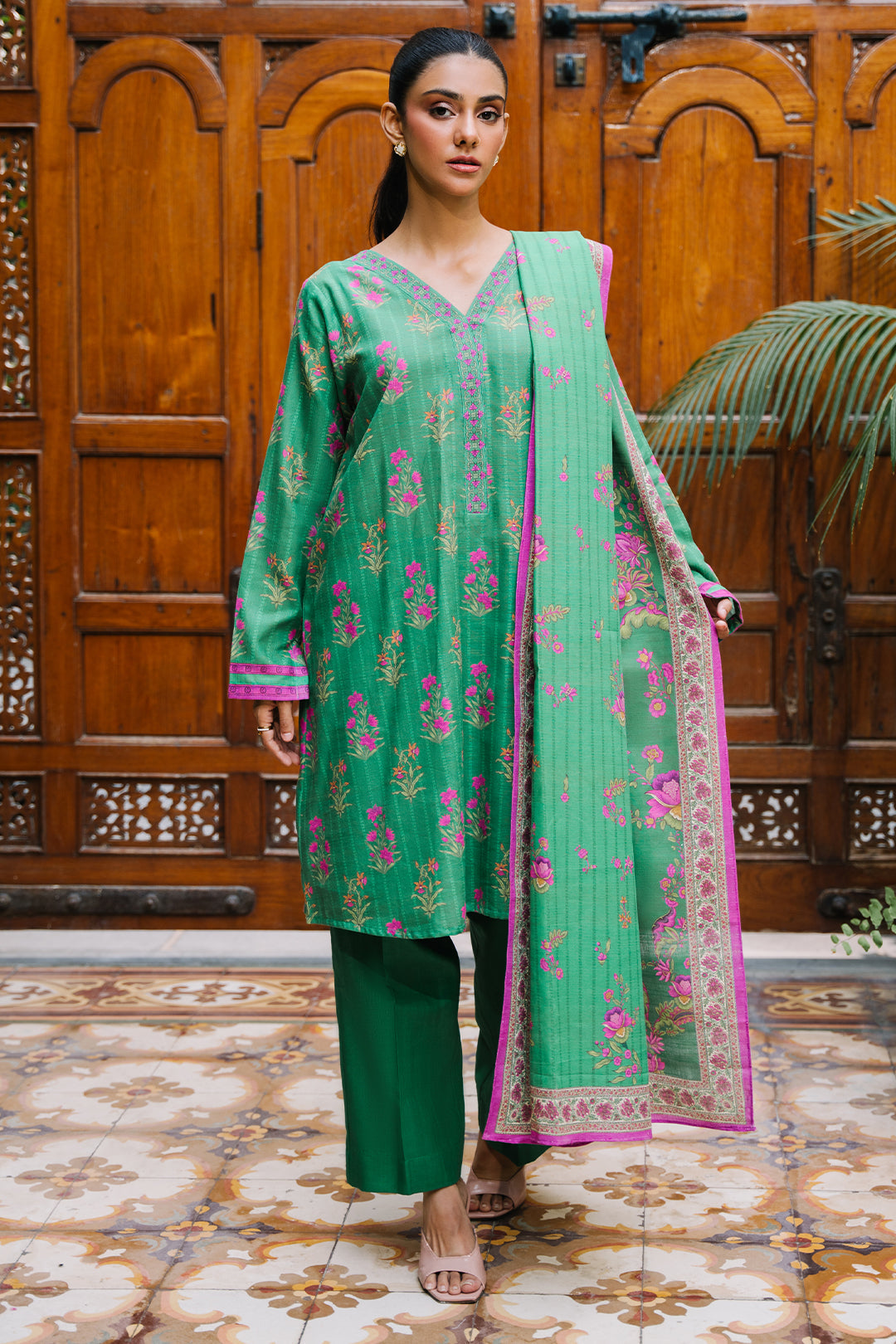 Zellbury | Unstitched 2 Piece Khaddar | Shirt Dupatta - 0159 - House Of Zarish