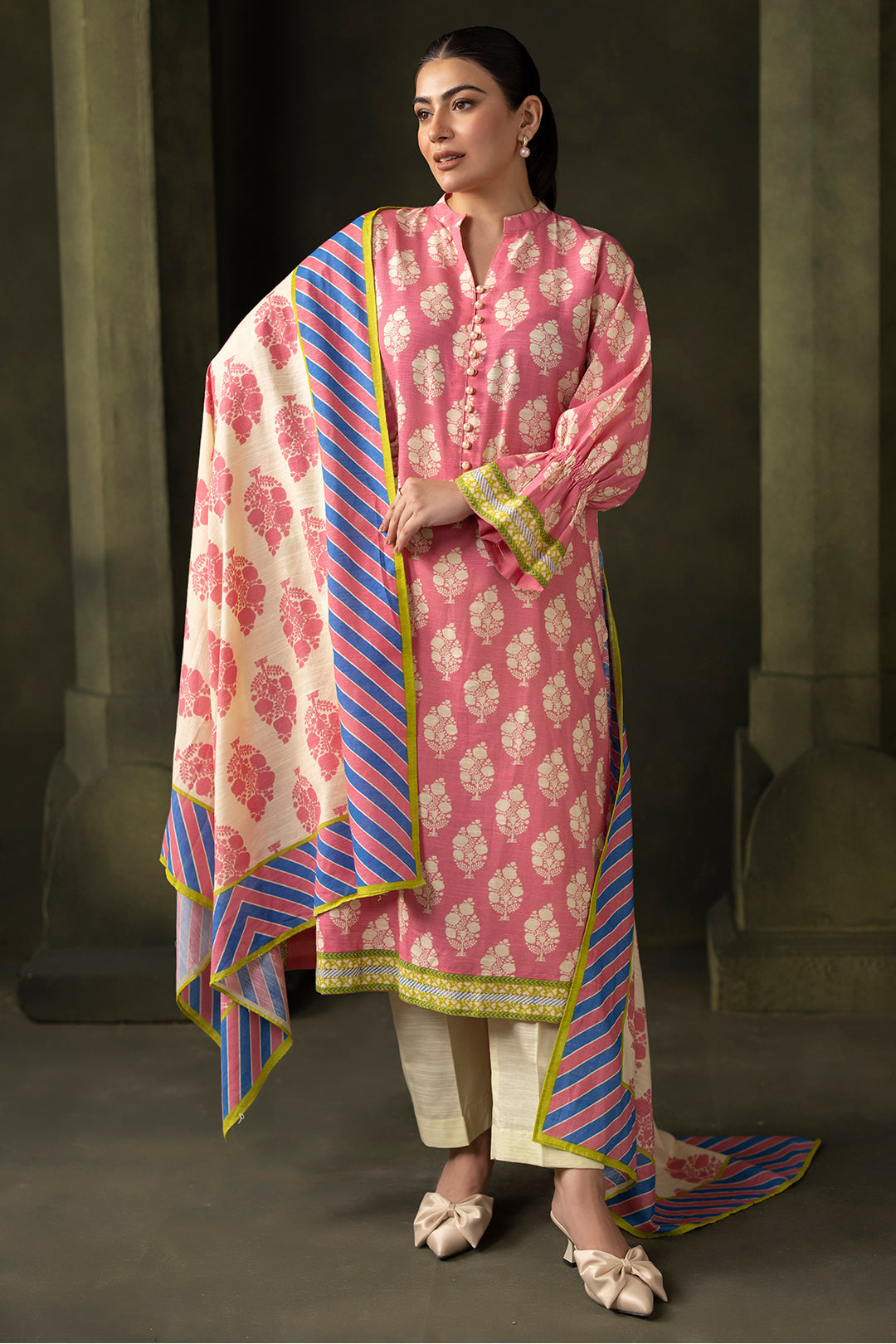 Zellbury | Unstitched 2 Piece Khaddar | Shirt Dupatta - 0160 - House Of Zarish