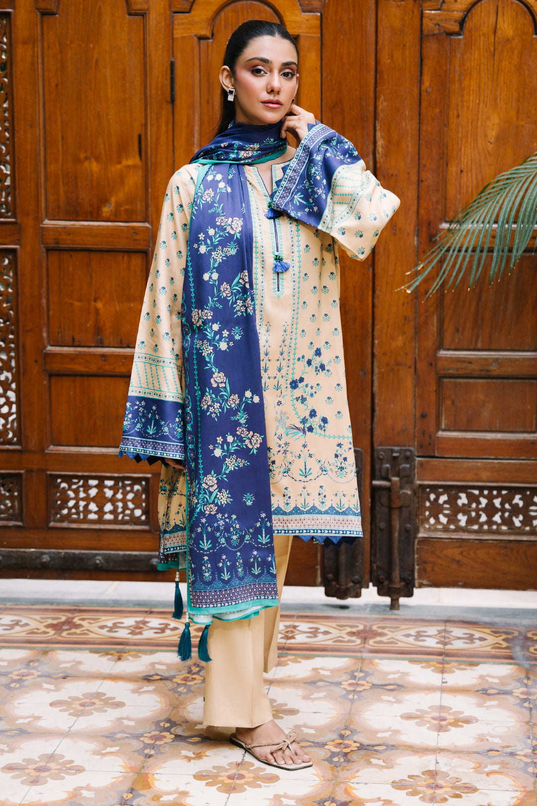 Zellbury | Unstitched 2 Piece Viscose | Shirt Dupatta - 0161 - House Of Zarish
