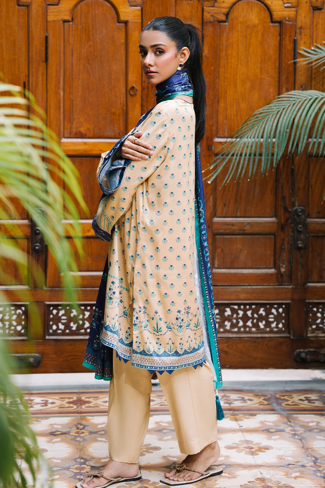 Zellbury | Unstitched 2 Piece Viscose | Shirt Dupatta - 0161 - House Of Zarish
