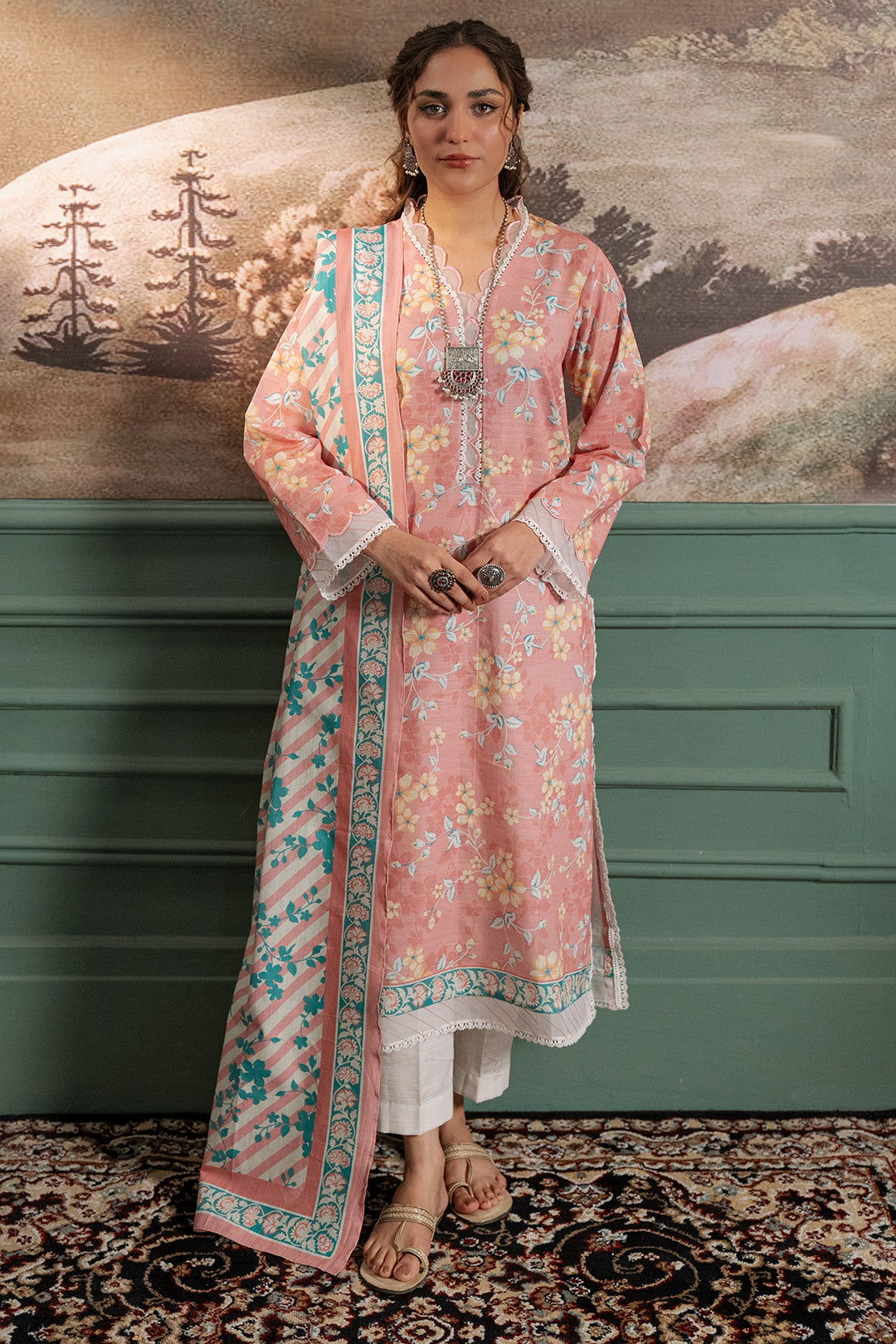 Zellbury | Unstitched 2 Piece Khaddar | Shirt Dupatta - 0331 - House Of Zarish