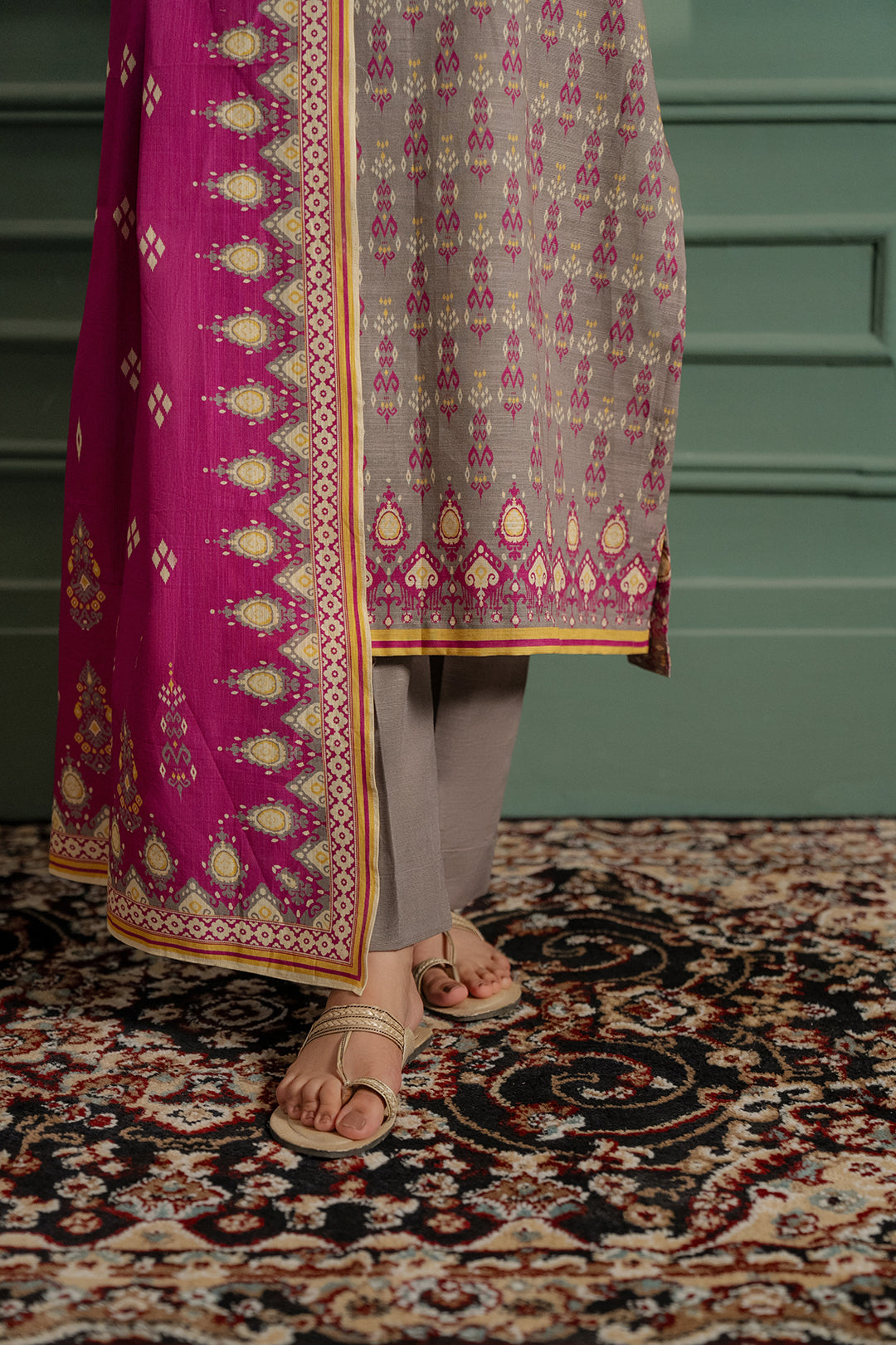 Zellbury | Unstitched 2 Piece Khaddar | Shirt Dupatta - 0332 - House Of Zarish