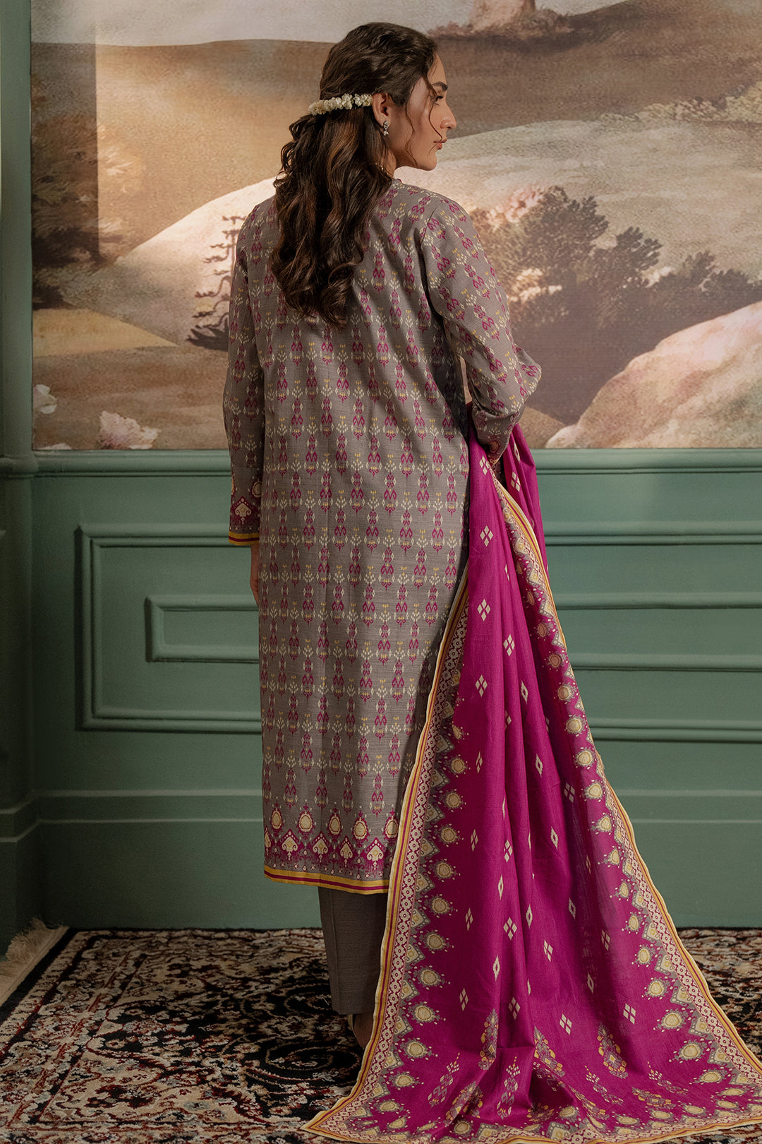 Zellbury | Unstitched 2 Piece Khaddar | Shirt Dupatta - 0332 - House Of Zarish