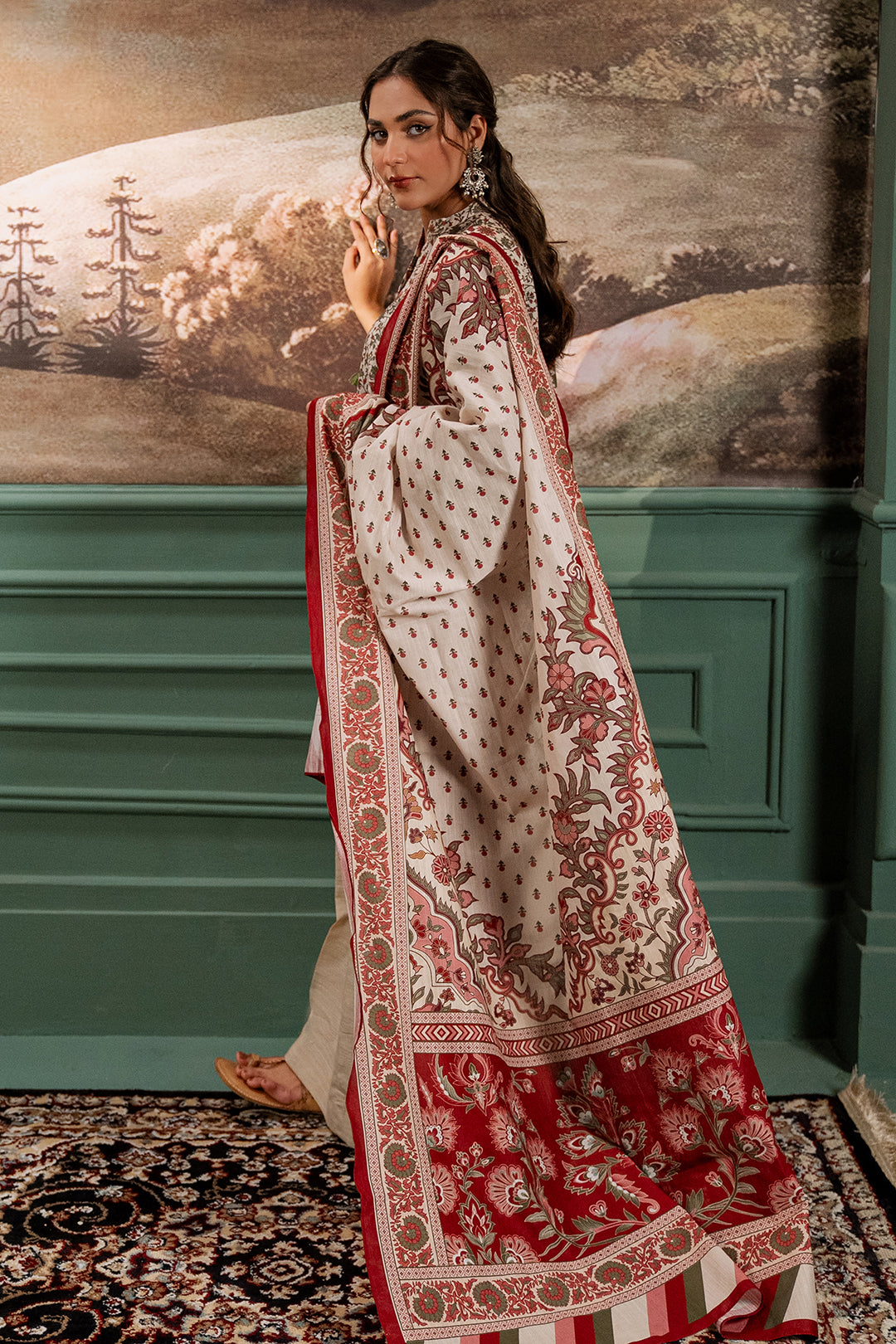 Zellbury | Unstitched 2 Piece Khaddar | Shirt Dupatta - 0334 - House Of Zarish