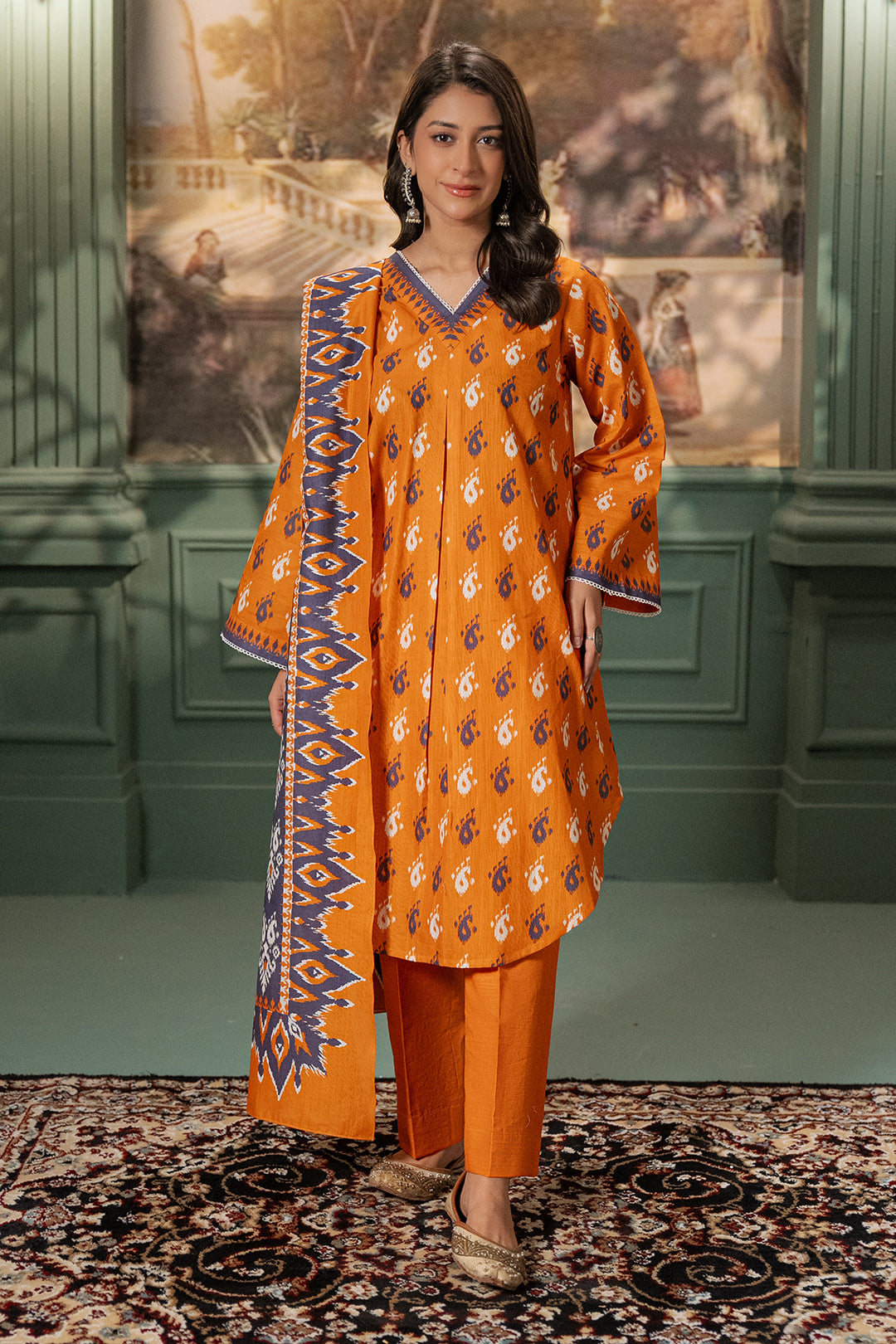 Zellbury | Unstitched 2 Piece Khaddar | Shirt Dupatta - 0335 - House Of Zarish