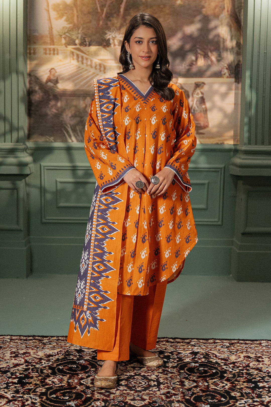 Zellbury | Unstitched 2 Piece Khaddar | Shirt Dupatta - 0335 - House Of Zarish
