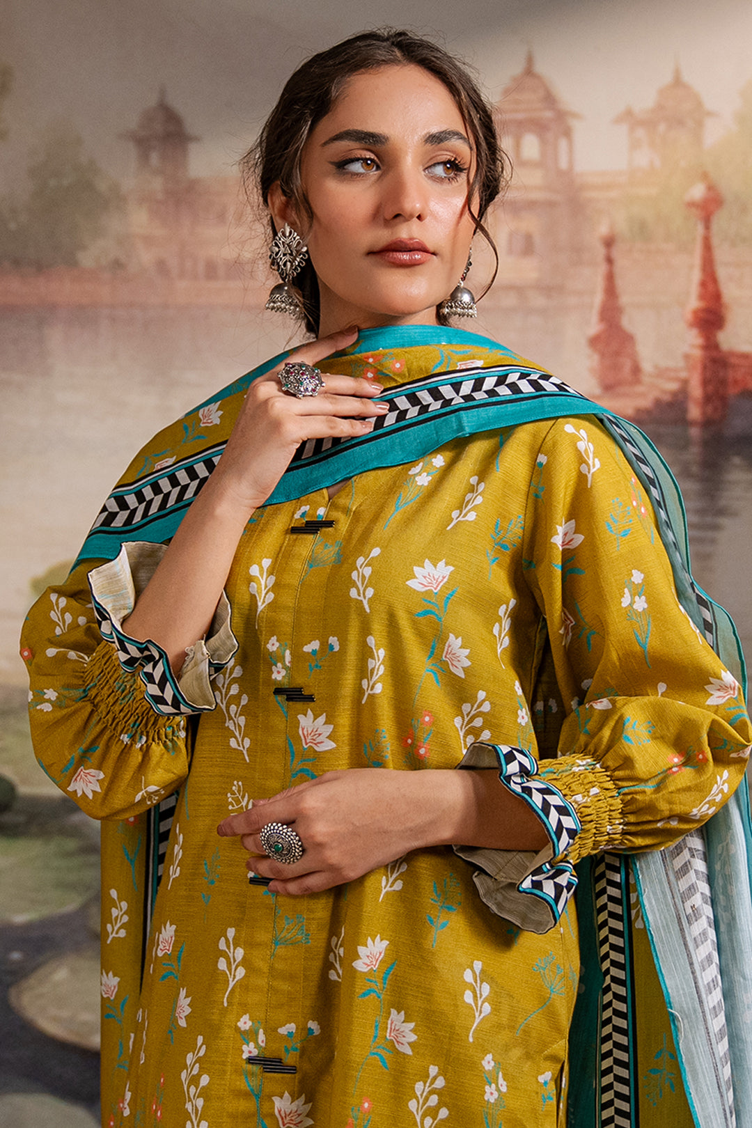 Zellbury | Unstitched 2 Piece Khaddar | Shirt Dupatta - 0423 - House Of Zarish