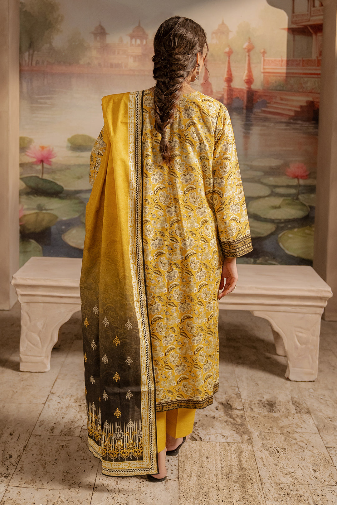 Zellbury | Unstitched 2 Piece Khaddar | Shirt Dupatta - 0424 - House Of Zarish