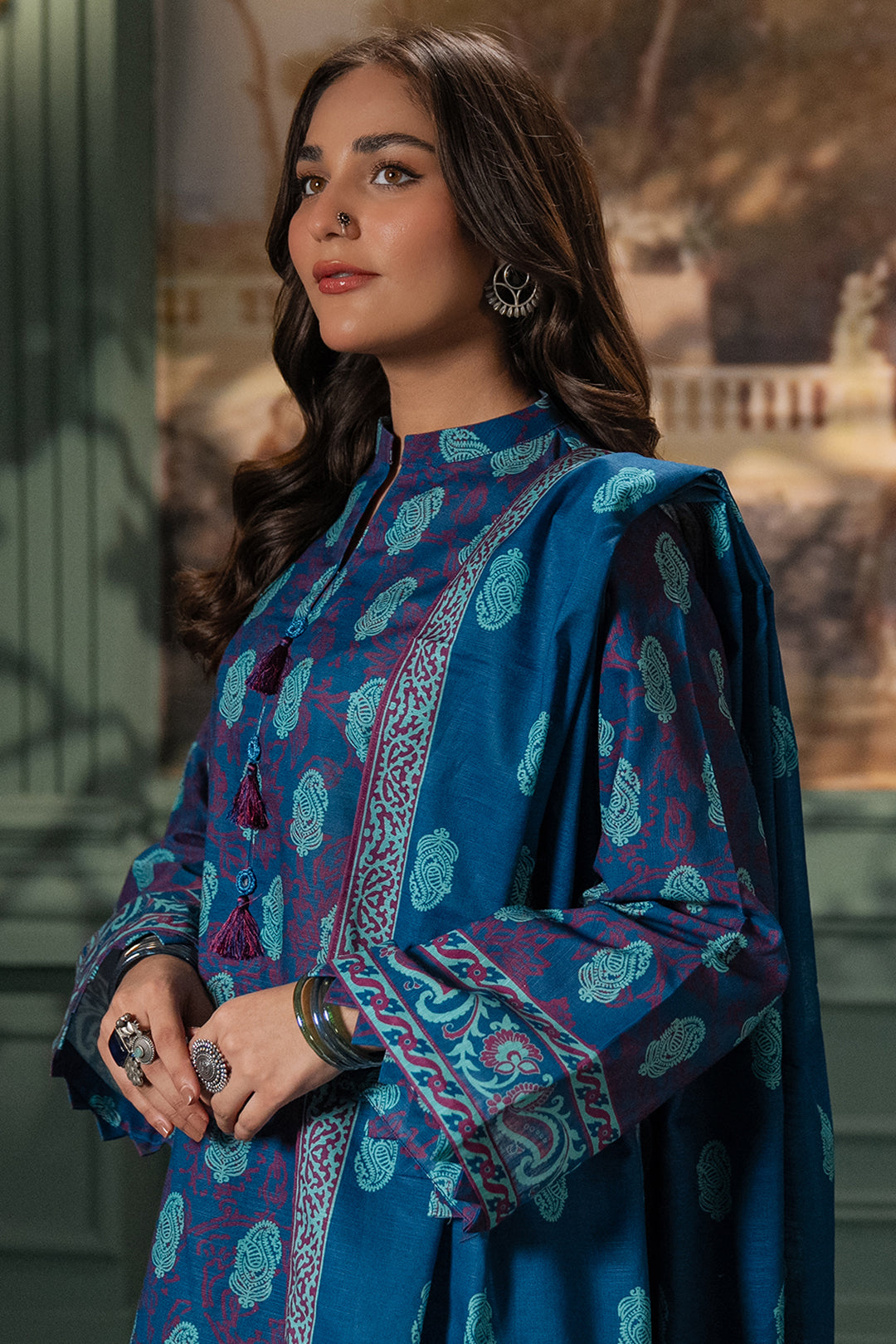 Zellbury | Unstitched 2 Piece Khaddar | Shirt Dupatta - 0425 - House Of Zarish
