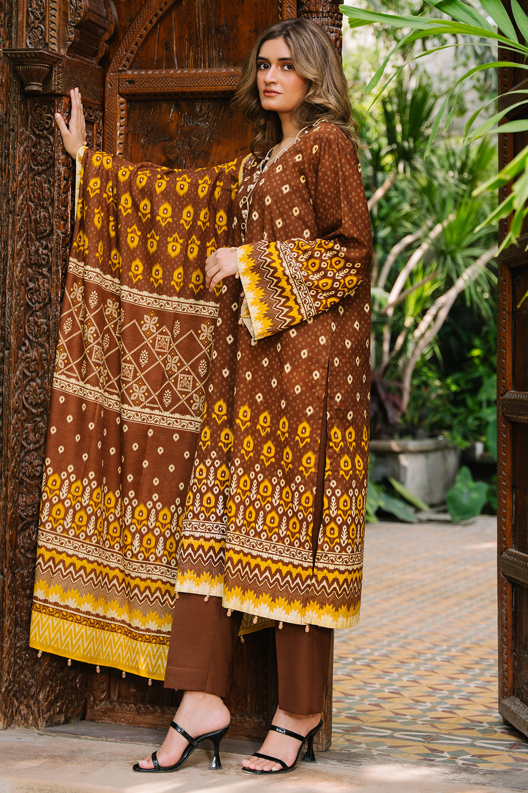 Zellbury | Unstitched 3 Piece Khaddar | Shirt Shalwar Dupatta - 0182 - House Of Zarish