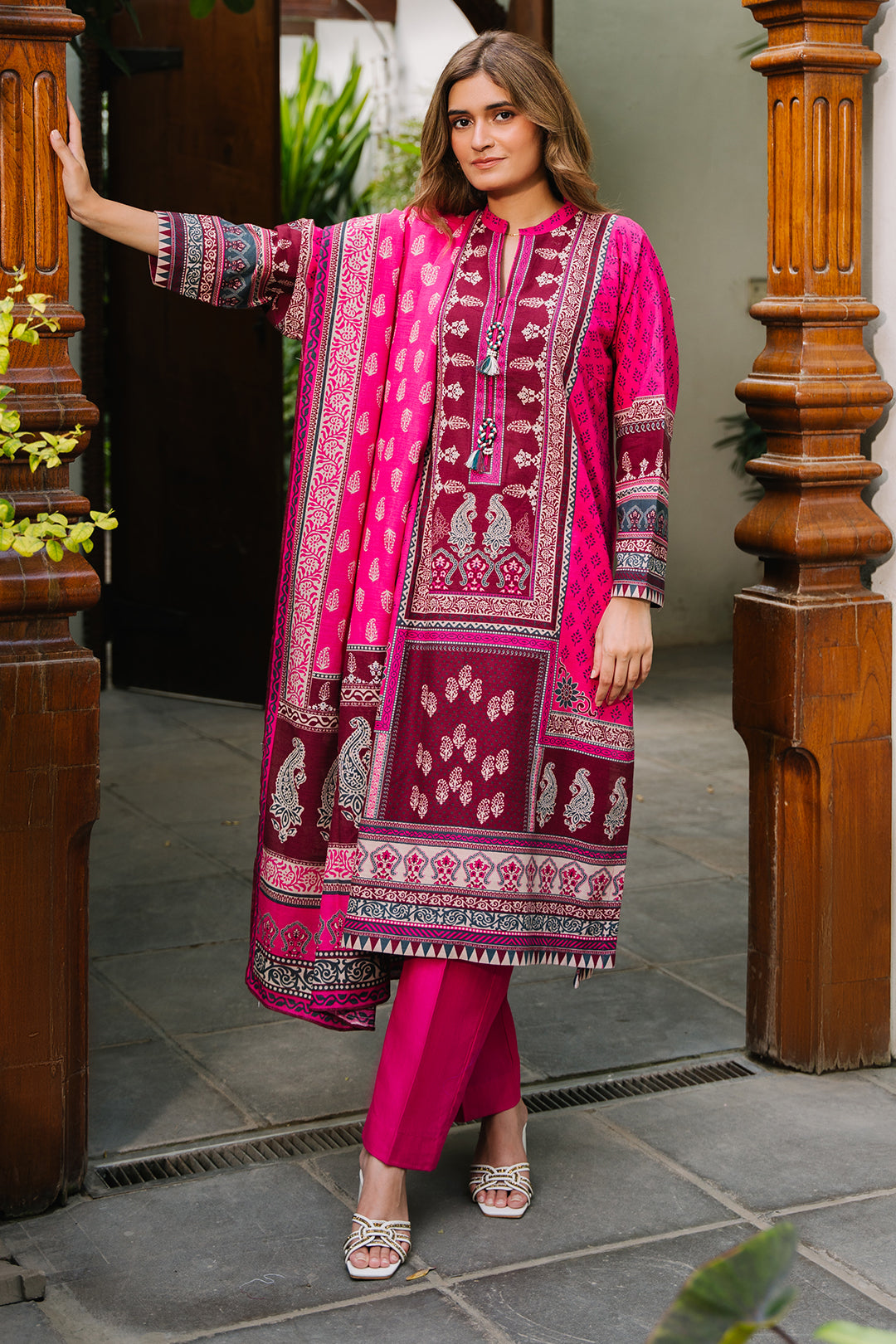 Zellbury | Unstitched 3 Piece Khaddar | Shirt Shalwar Dupatta - 0184 - House Of Zarish