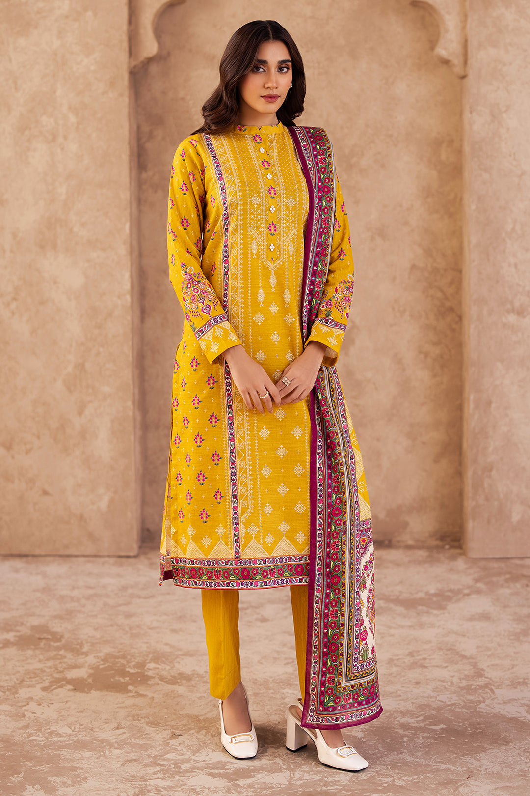 Zellbury | Unstitched 3 Piece Khaddar | Shirt Shalwar Dupatta - 0186 - House Of Zarish