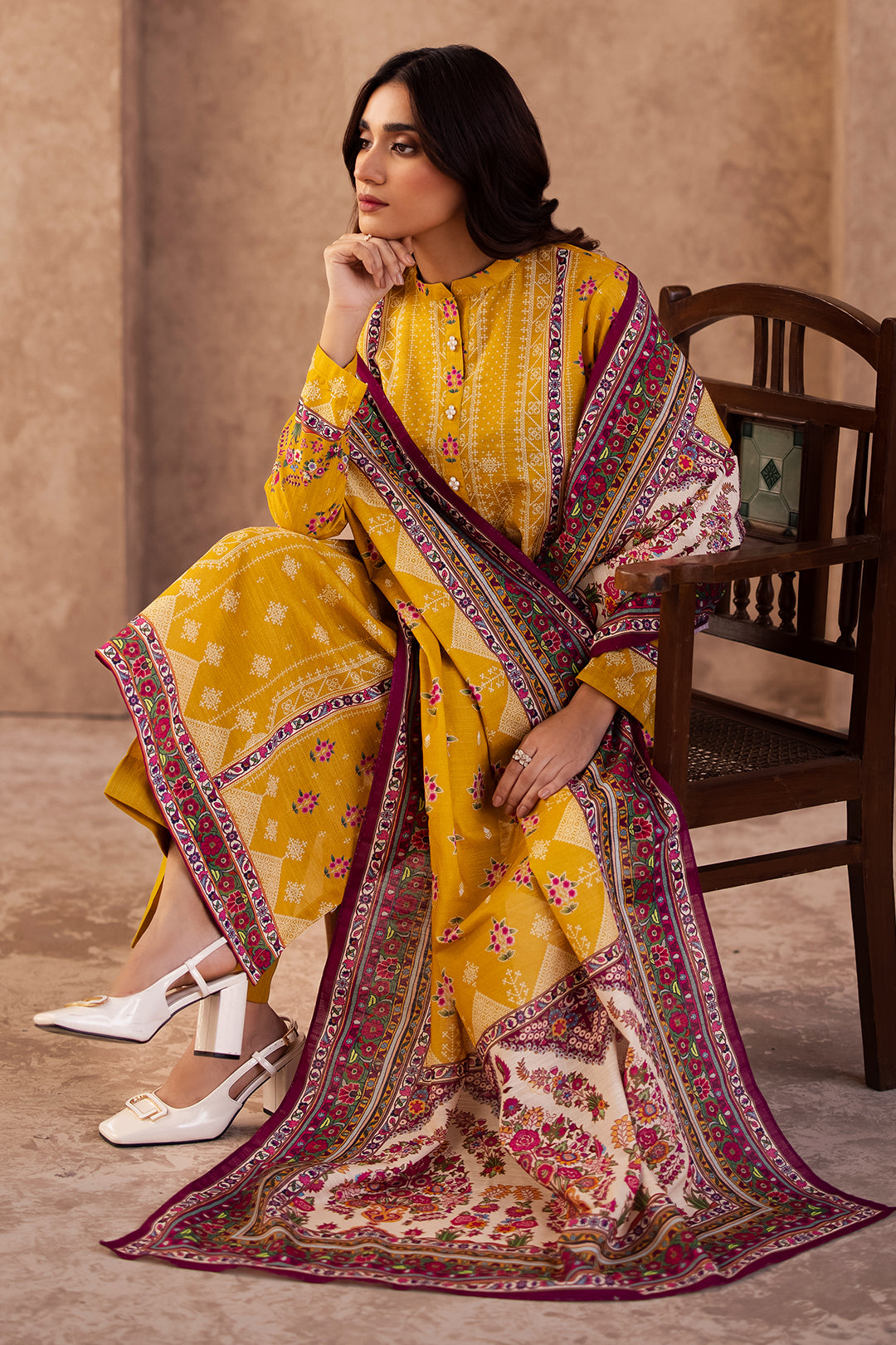 Zellbury | Unstitched 3 Piece Khaddar | Shirt Shalwar Dupatta - 0186 - House Of Zarish