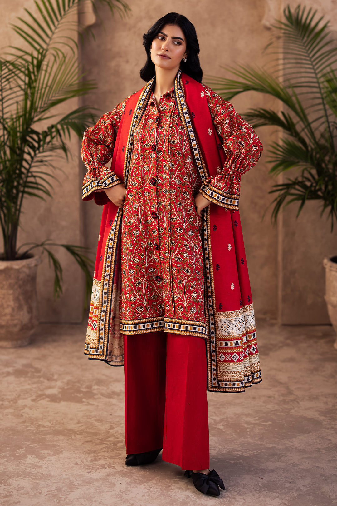 Zellbury | Unstitched 3 Piece Khaddar | Shirt Shalwar Dupatta - 0189 - House Of Zarish