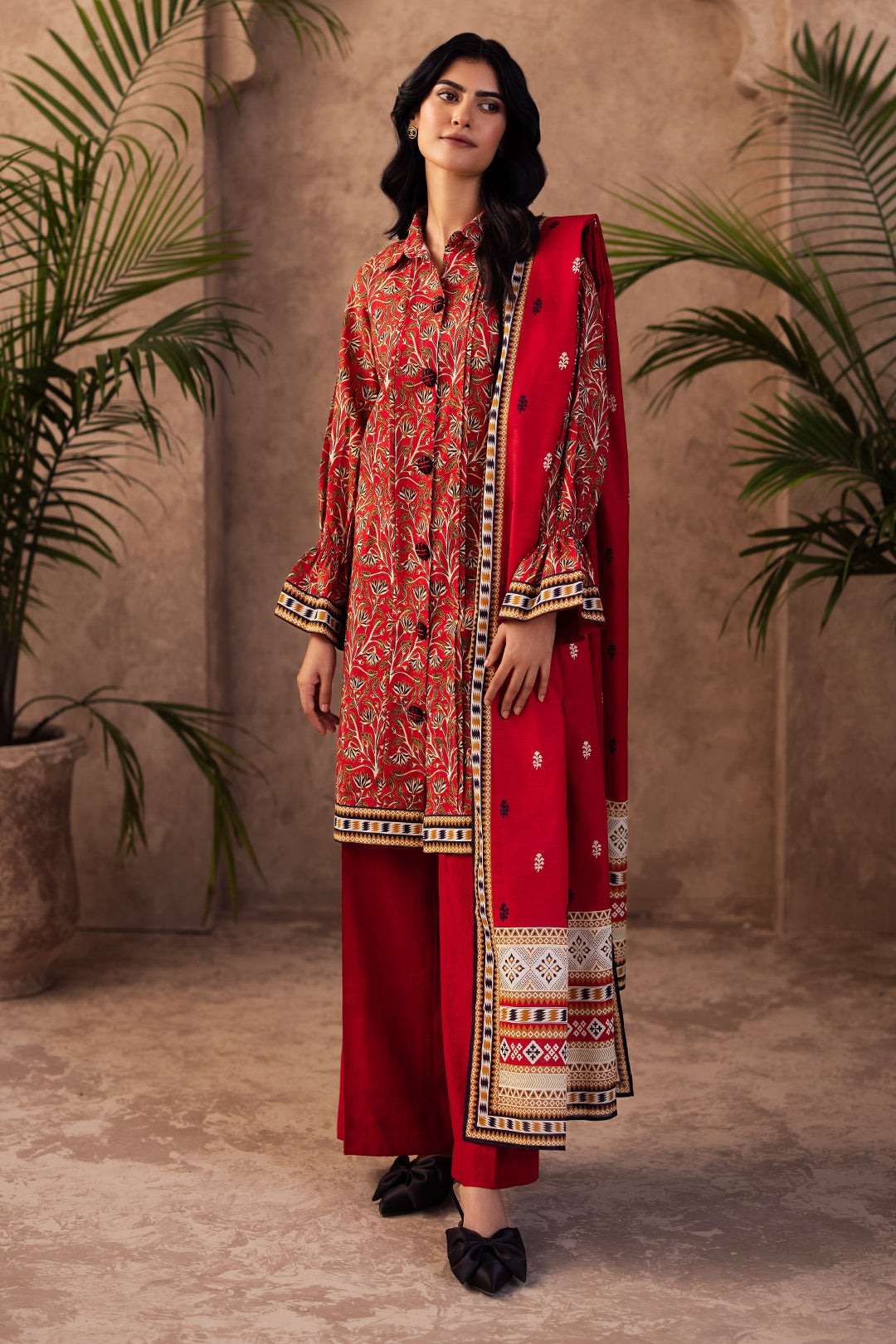 Zellbury | Unstitched 3 Piece Khaddar | Shirt Shalwar Dupatta - 0189 - Libasekhas