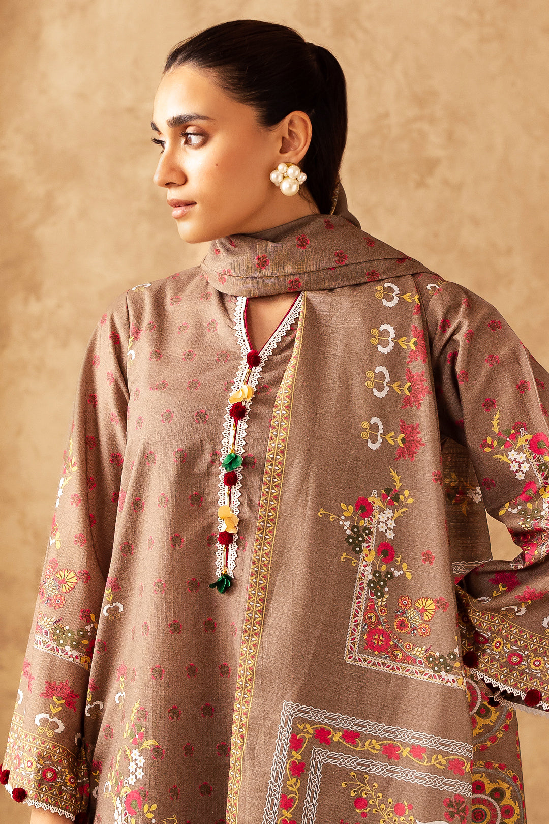 Zellbury | Unstitched 3 Piece Khaddar | Shirt Shalwar Dupatta - 0190 - House Of Zarish