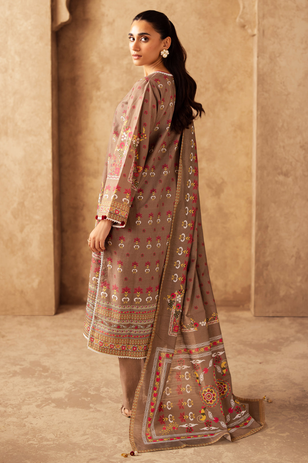 Zellbury | Unstitched 3 Piece Khaddar | Shirt Shalwar Dupatta - 0190 - House Of Zarish
