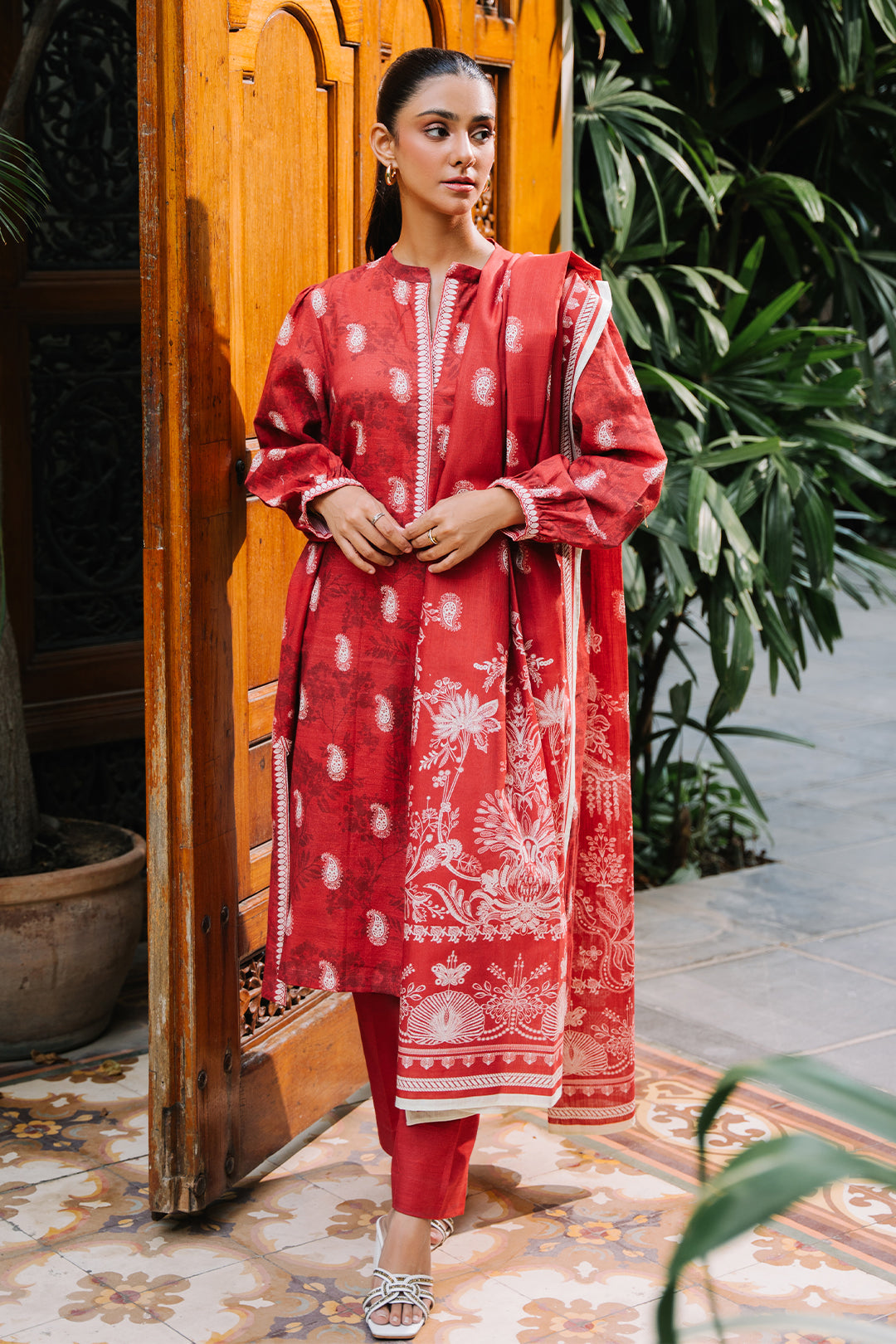 Zellbury | Unstitched 3 Piece Khaddar | Shirt Shalwar Dupatta - 0193 - House Of Zarish