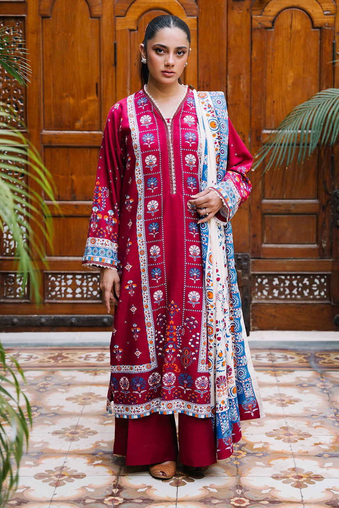 Zellbury | Unstitched 3 Piece Khaddar | Shirt Shalwar Dupatta - 0197 - House Of Zarish