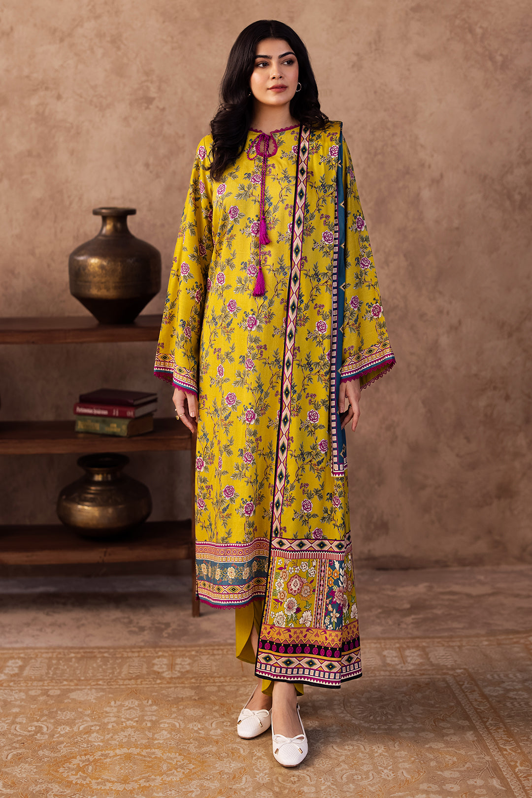 Zellbury | Unstitched 3 Piece Viscose | Shirt Shalwar Dupatta - 0201 - House Of Zarish