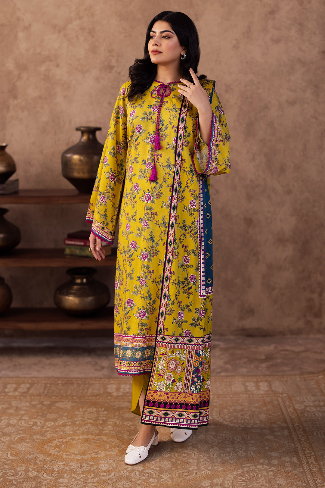 Zellbury | Unstitched 3 Piece Viscose | Shirt Shalwar Dupatta - 0201 - House Of Zarish