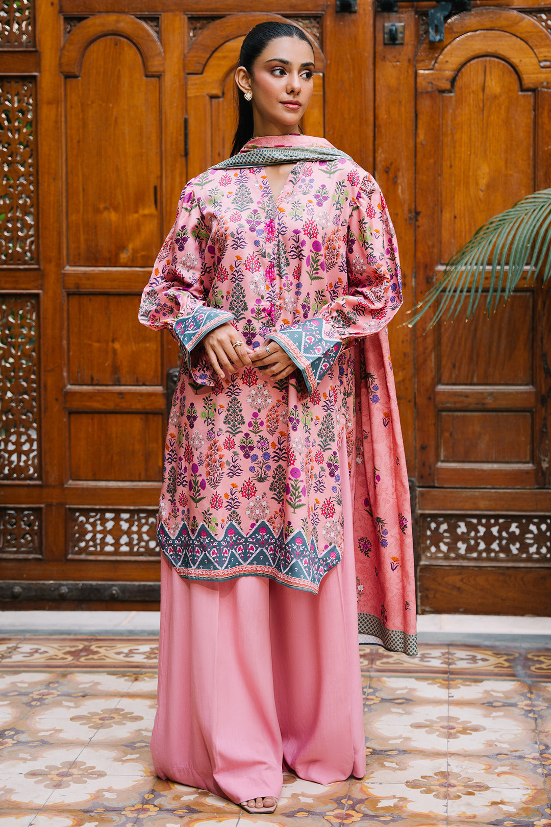 Zellbury | Unstitched 3 Piece Viscose | Shirt Shalwar Dupatta - 0206 - House Of Zarish