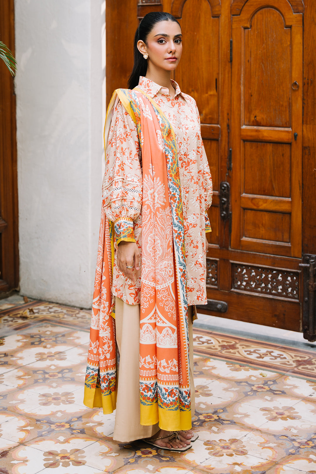 Zellbury | Unstitched 3 Piece Viscose | Shirt Shalwar Dupatta - 0207 - House Of Zarish