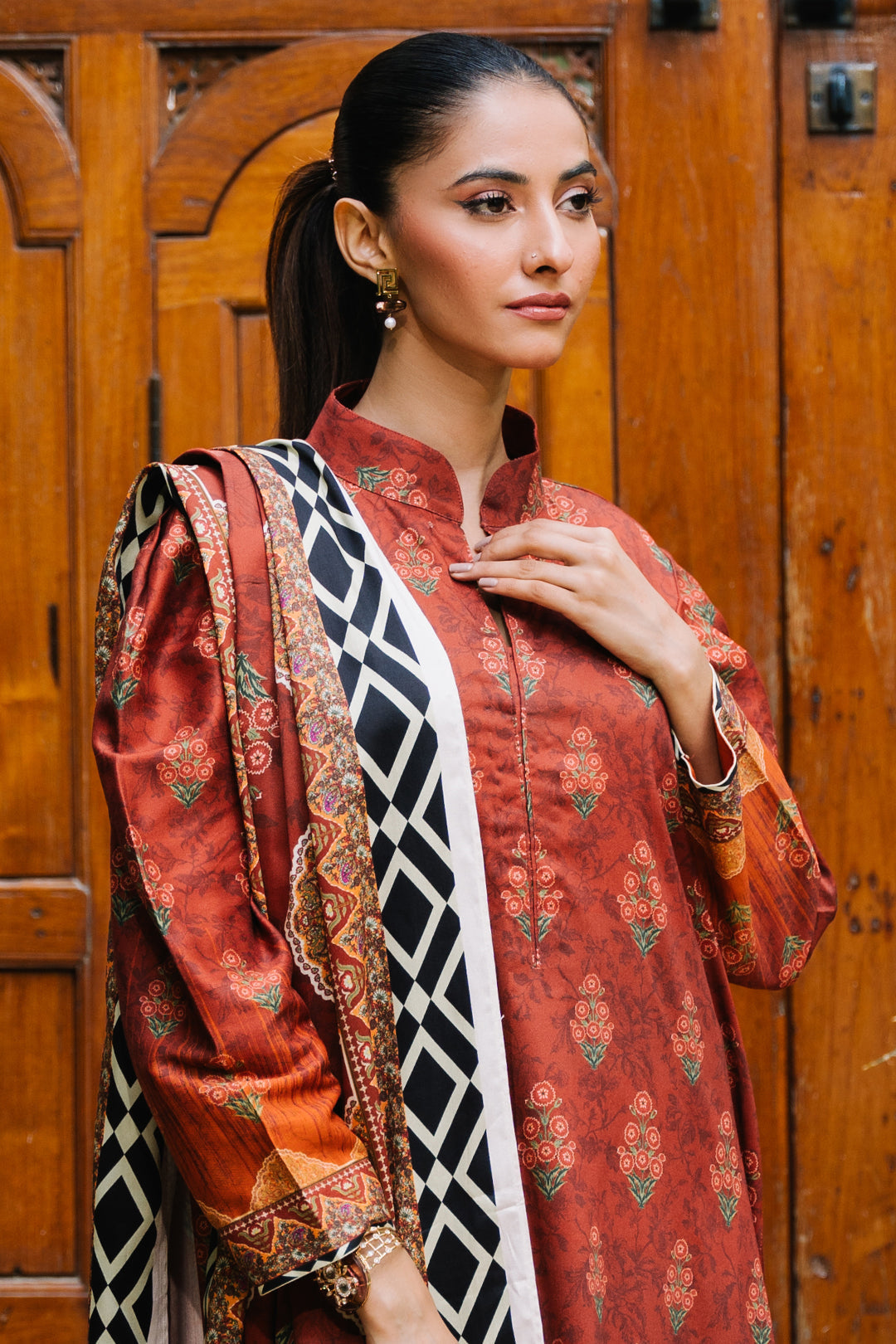 Zellbury | Unstitched 3 Piece Viscose | Shirt Shalwar Dupatta - 0208 - House Of Zarish