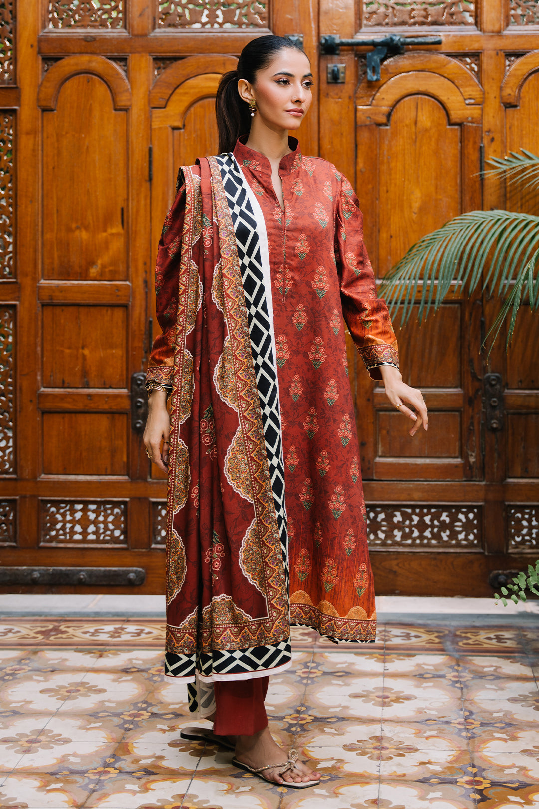 Zellbury | Unstitched 3 Piece Viscose | Shirt Shalwar Dupatta - 0208 - House Of Zarish