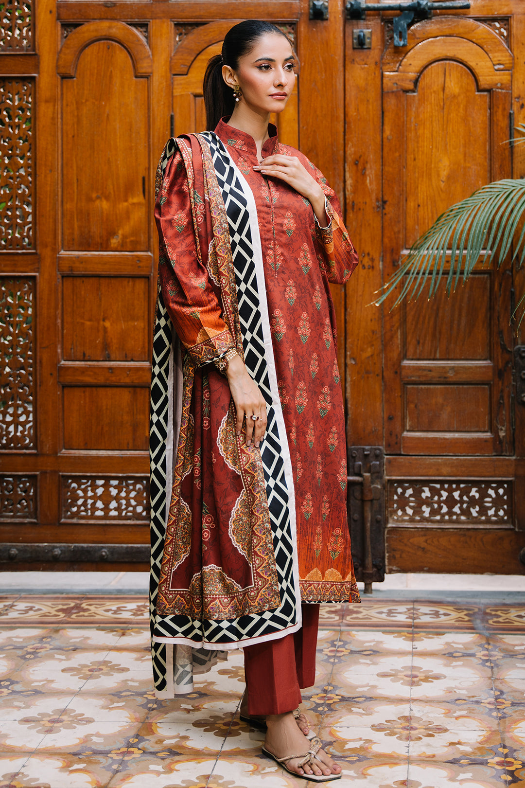 Zellbury | Unstitched 3 Piece Viscose | Shirt Shalwar Dupatta - 0208 - House Of Zarish