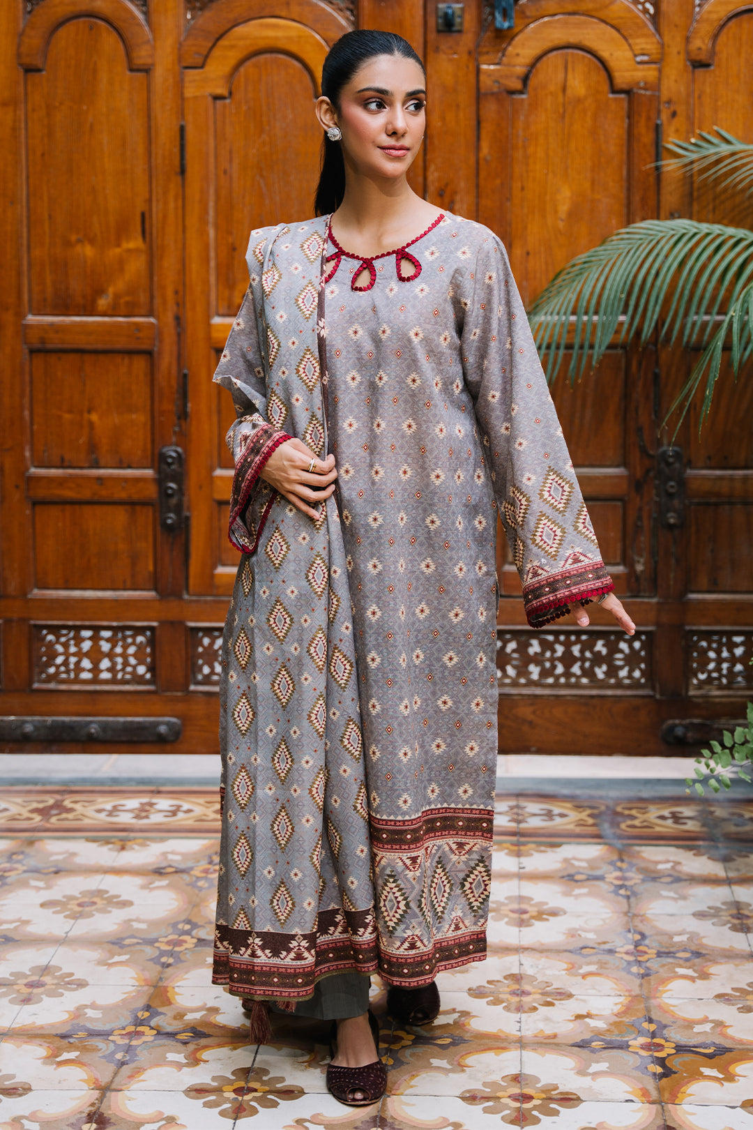 Zellbury | Unstitched 3 Piece Karandi | Shirt Shalwar Dupatta - 0209 - House Of Zarish