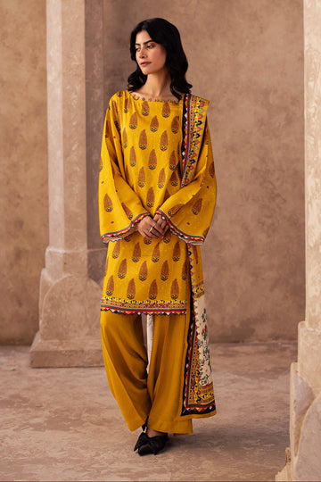 Zellbury | Unstitched 3 Piece Cotail | Shirt Shalwar Dupatta - 0218 - Libasekhas