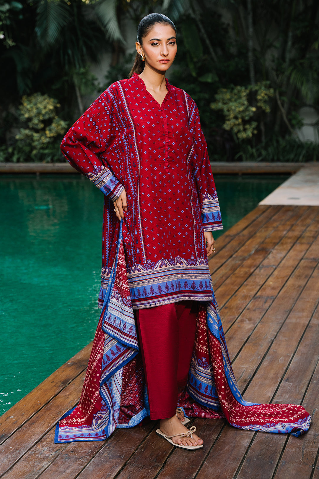 Zellbury | Unstitched 3 Piece Khaddar | Shirt Shalwar Dupatta - 0273 - House Of Zarish