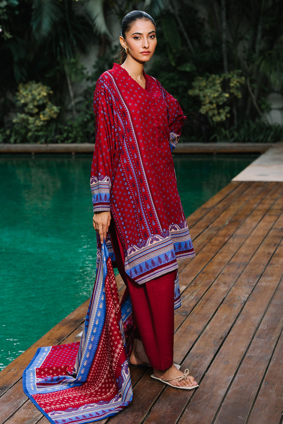 Zellbury | Unstitched 3 Piece Khaddar | Shirt Shalwar Dupatta - 0273 - House Of Zarish