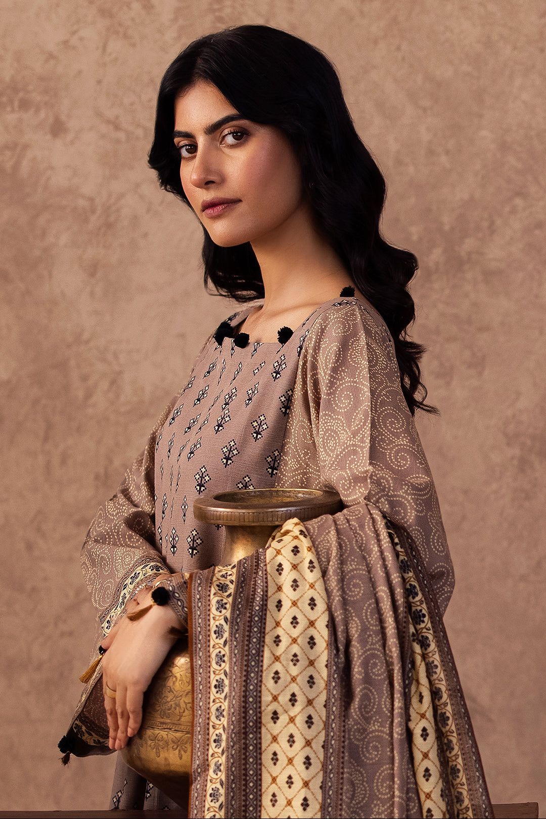 Zellbury | Unstitched 3 Piece Khaddar | Shirt Shalwar Dupatta - 0274 - House Of Zarish