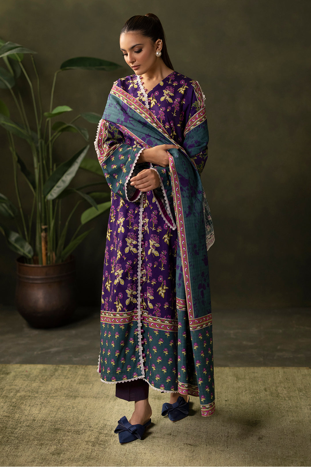 Zellbury | Unstitched 3 Piece Khaddar | Shirt Shalwar Dupatta - 0279 - House Of Zarish