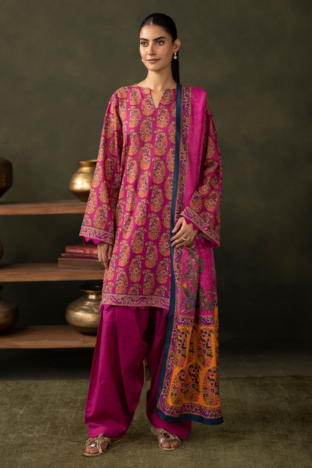 Zellbury | Unstitched 3 Piece Khaddar | Shirt Shalwar Dupatta - 0287 - House Of Zarish