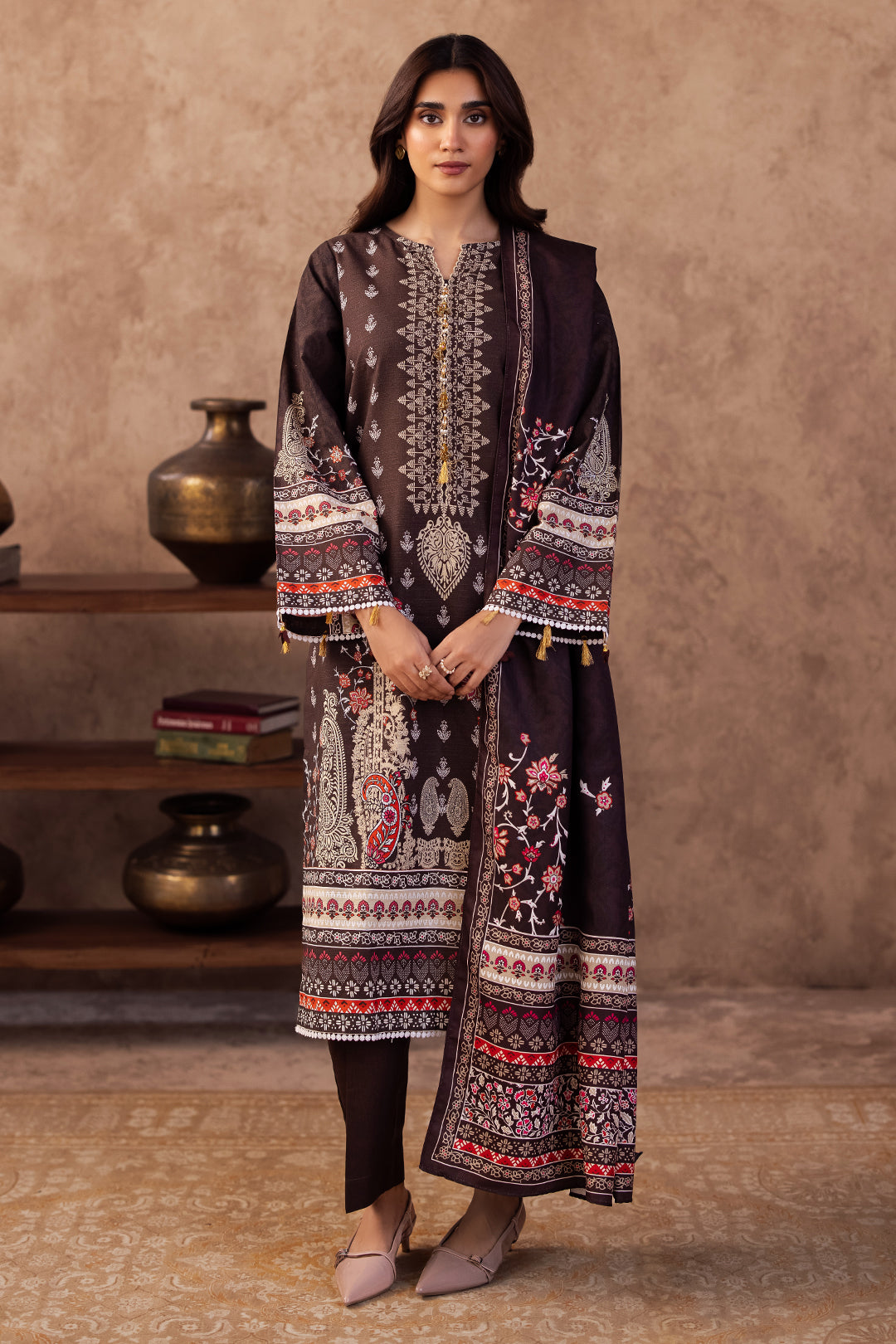 Zellbury | Unstitched 3 Piece Khaddar | Shirt Shalwar Dupatta - 0288 - House Of Zarish