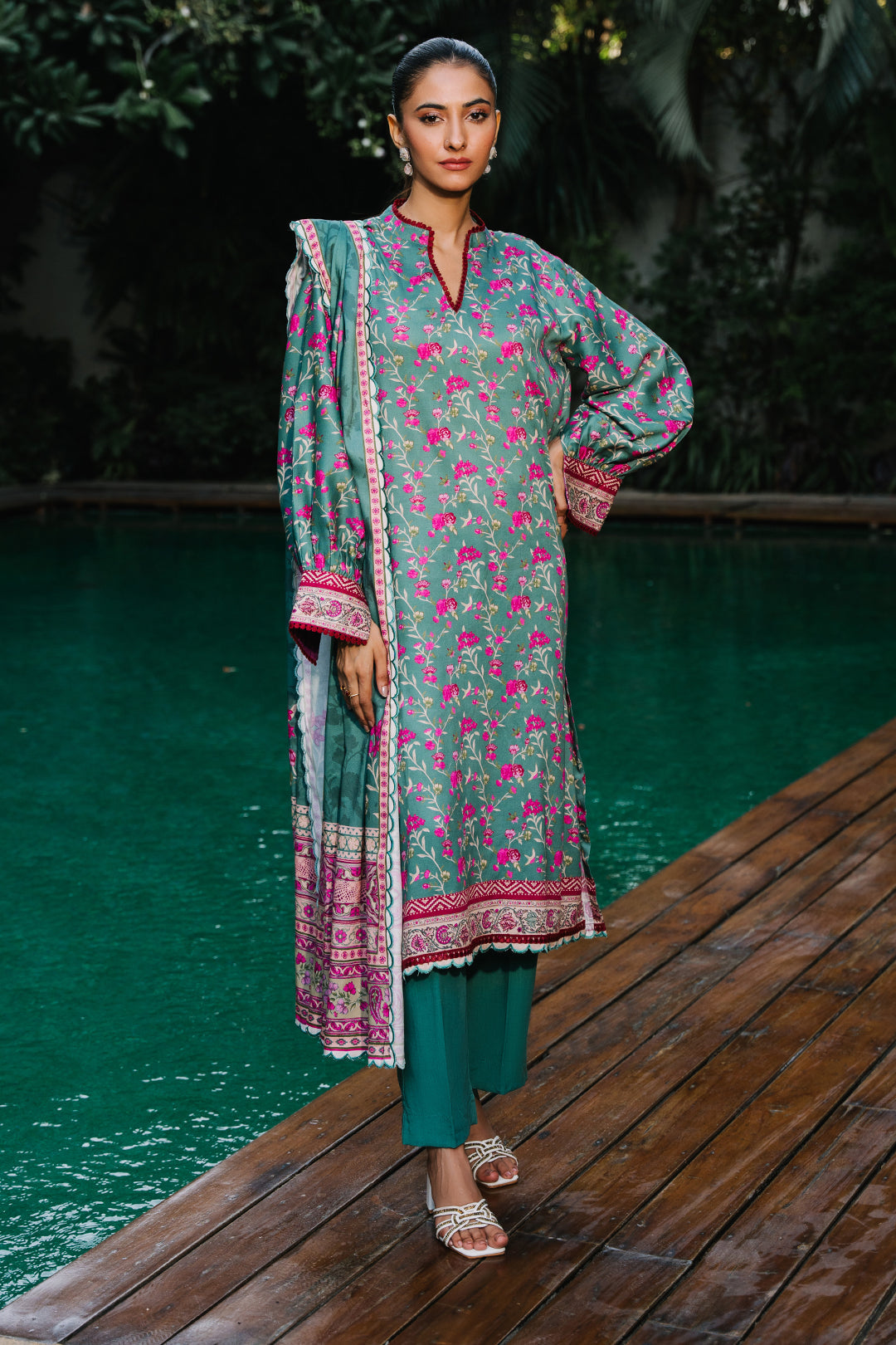 Zellbury | Unstitched 3 Piece Viscose | Shirt Shalwar Dupatta - 0296 - House Of Zarish