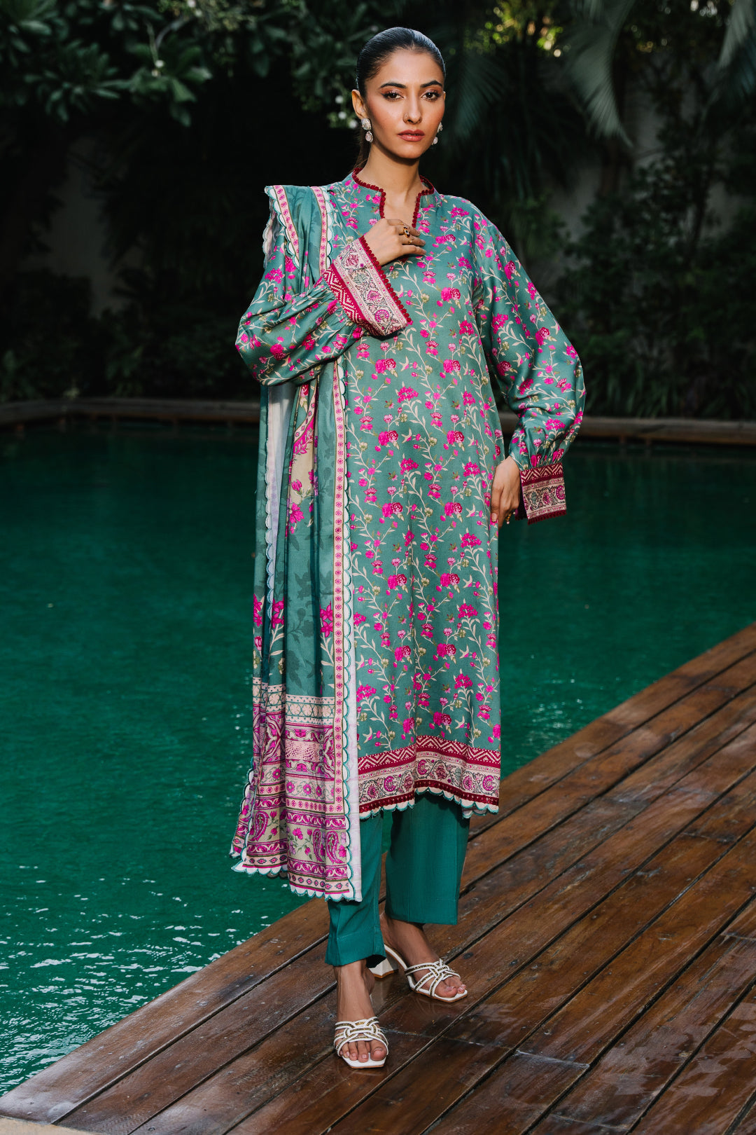Zellbury | Unstitched 3 Piece Viscose | Shirt Shalwar Dupatta - 0296 - House Of Zarish