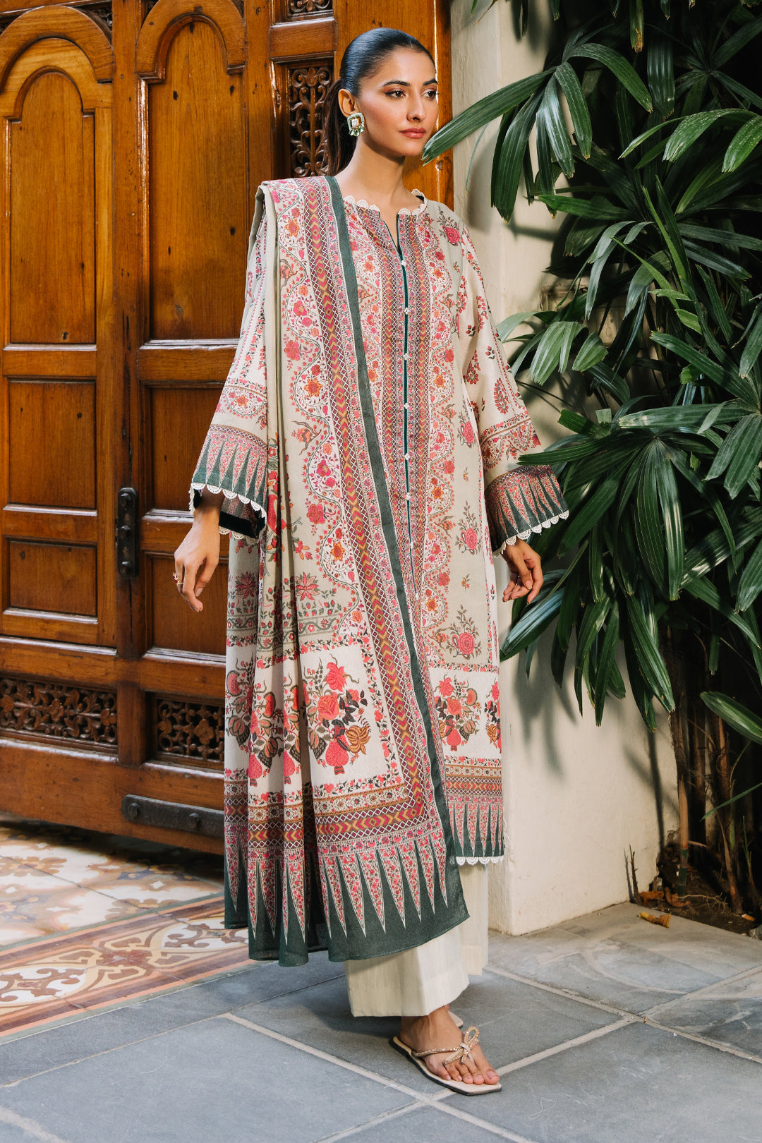 Zellbury | Unstitched 3 Piece Karandi | Shirt Shalwar Dupatta - 0302 - House Of Zarish