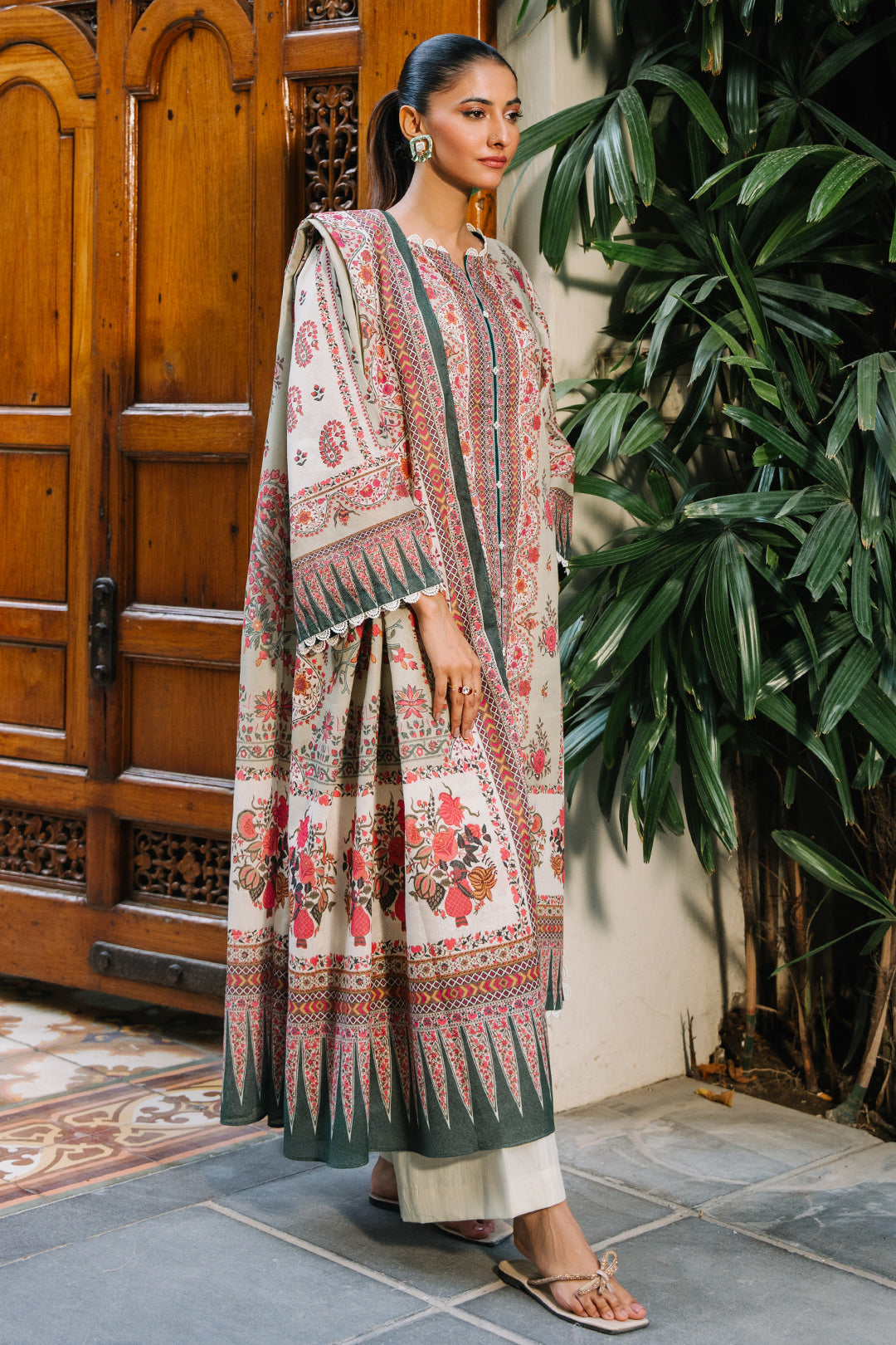 Zellbury | Unstitched 3 Piece Karandi | Shirt Shalwar Dupatta - 0302 - House Of Zarish
