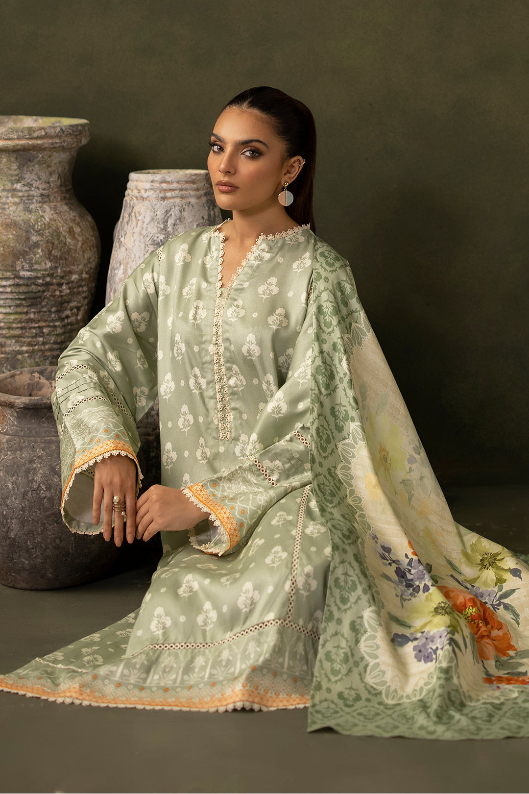 Zellbury | Unstitched 3 Piece Viscose | Shirt Shalwar Dupatta - 0306 - House Of Zarish