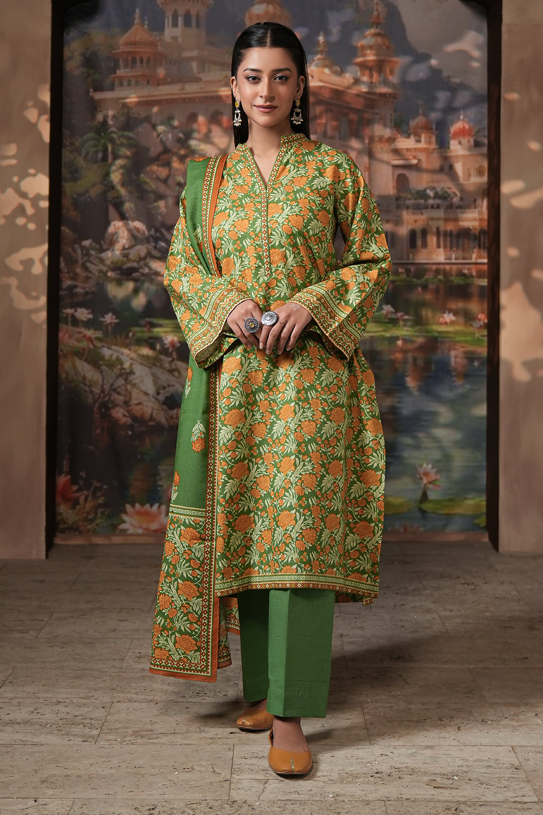 Zellbury | Unstitched 3 Piece Khaddar | Shirt Shalwar Dupatta - 0358 - House Of Zarish
