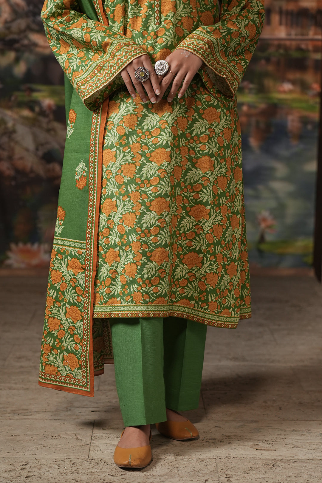 Zellbury | Unstitched 3 Piece Khaddar | Shirt Shalwar Dupatta - 0358 - House Of Zarish