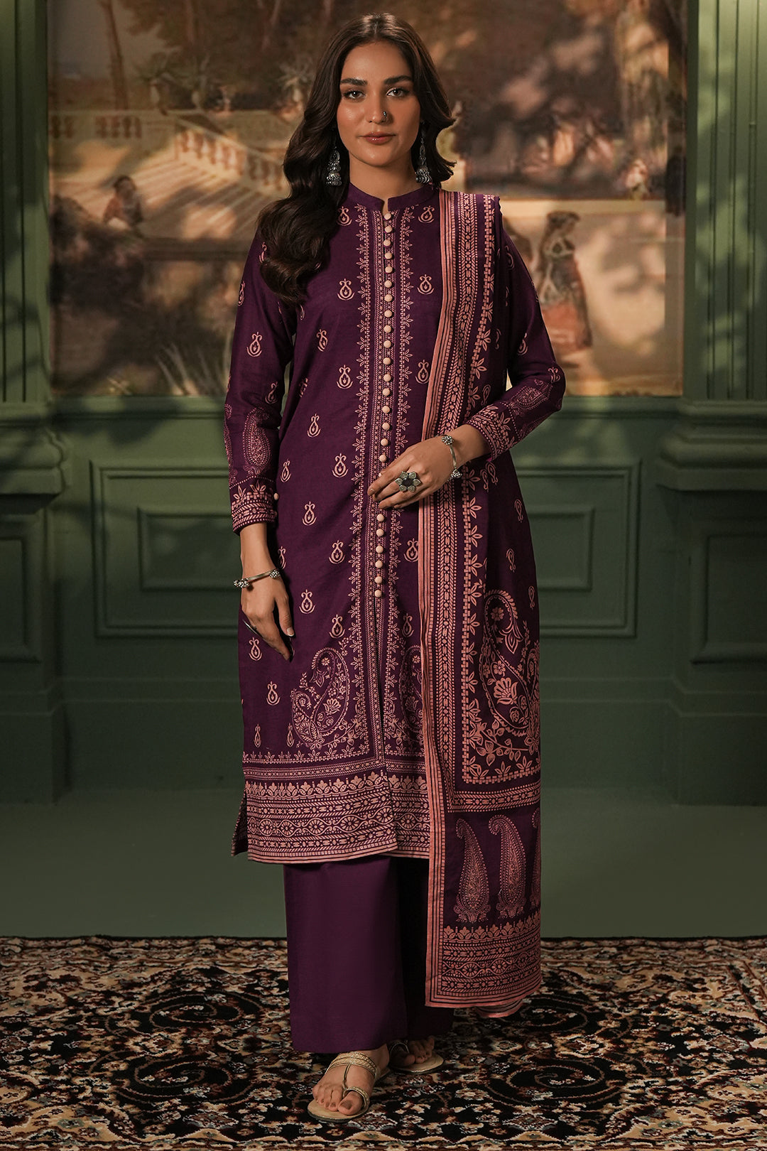 Zellbury | Unstitched 3 Piece Khaddar | Shirt Shalwar Dupatta - 0360 - House Of Zarish