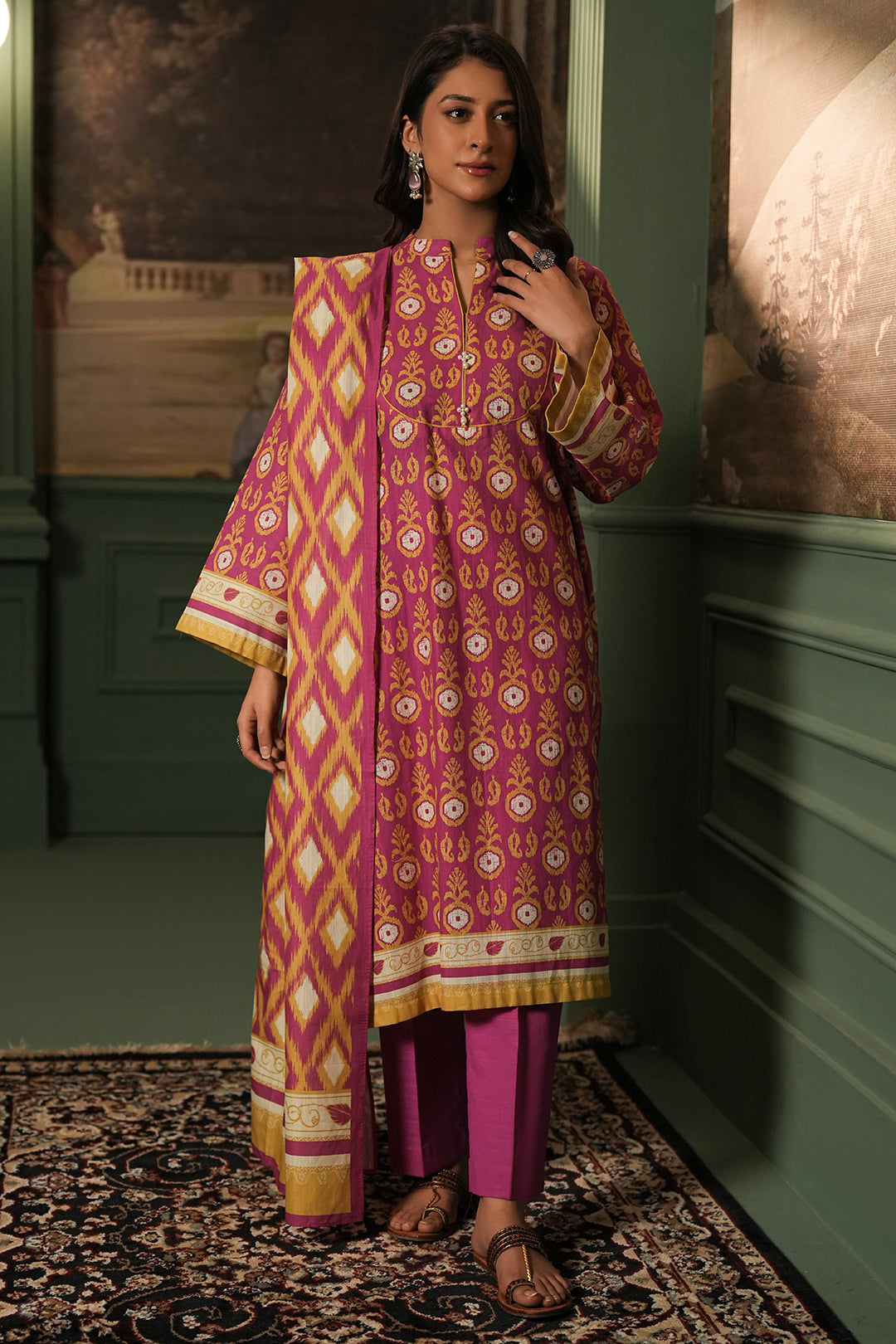 Zellbury | Unstitched 3 Piece Khaddar | Shirt Shalwar Dupatta - 0367 - House Of Zarish