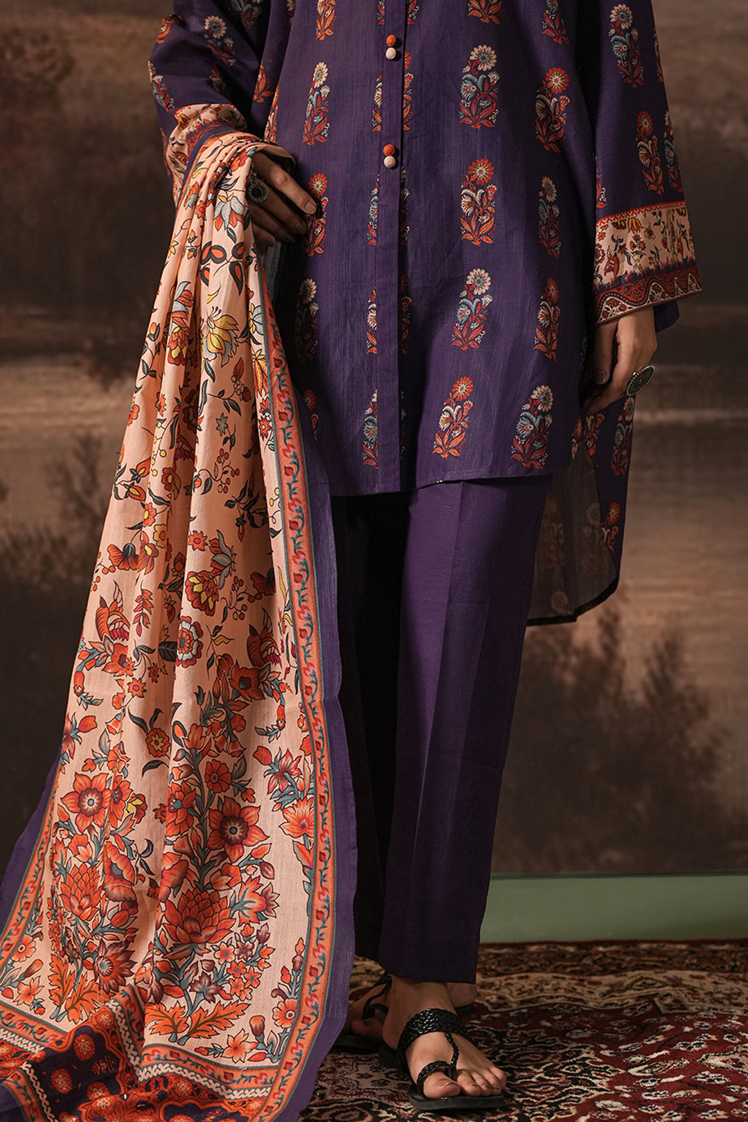 Zellbury | Unstitched 3 Piece Khaddar | Shirt Shalwar Dupatta - 0372 - House Of Zarish