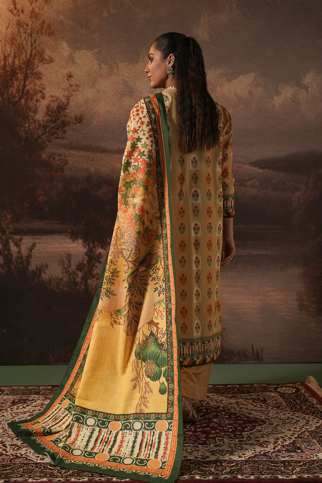 Zellbury | Unstitched 3 Piece Karandi | Shirt Shalwar Dupatta - 0379 - Libasekhas